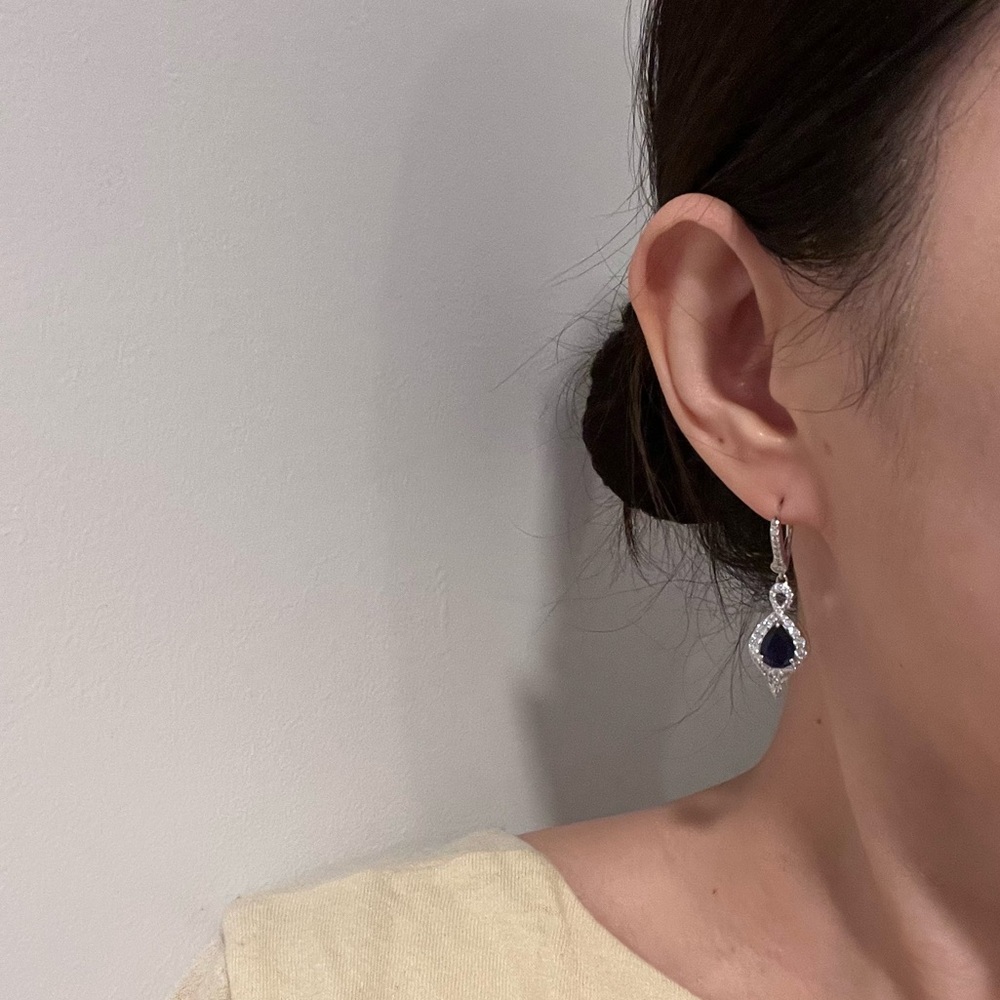 NEW Diamonique Sapphire Drop Earrings